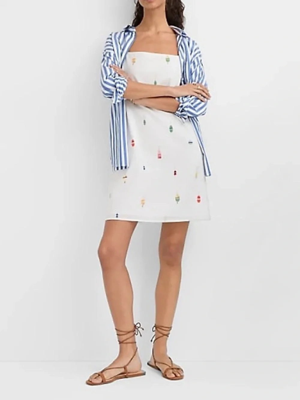 LOFT Buoy Linen Cotton Strappy Mini Pocket Dress Women’s XL